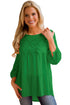 Sexy Green Crochet Detail Long Sleeve Babydoll Top